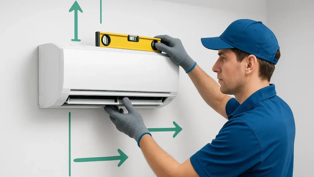 técnico instalando ar-condicionado